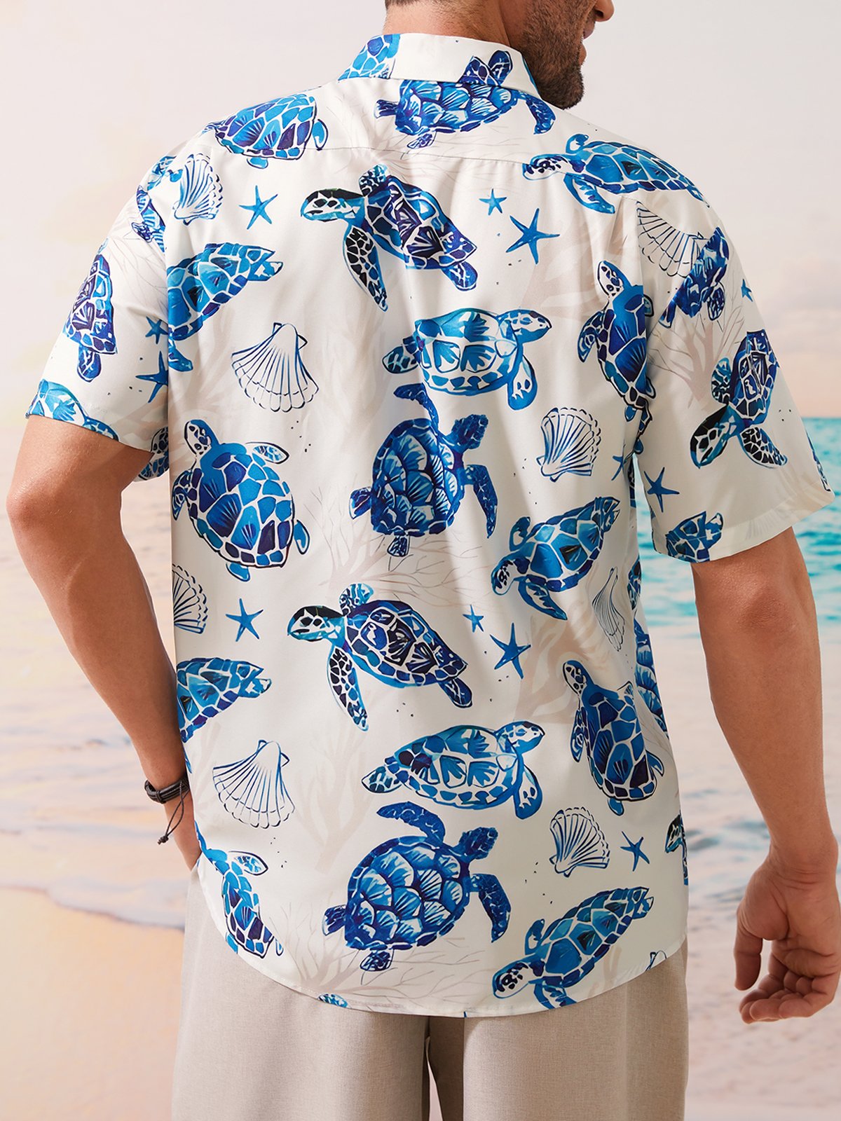 Sea Turtle Chest Pocket Short Sleeve Hawaiian Shirt