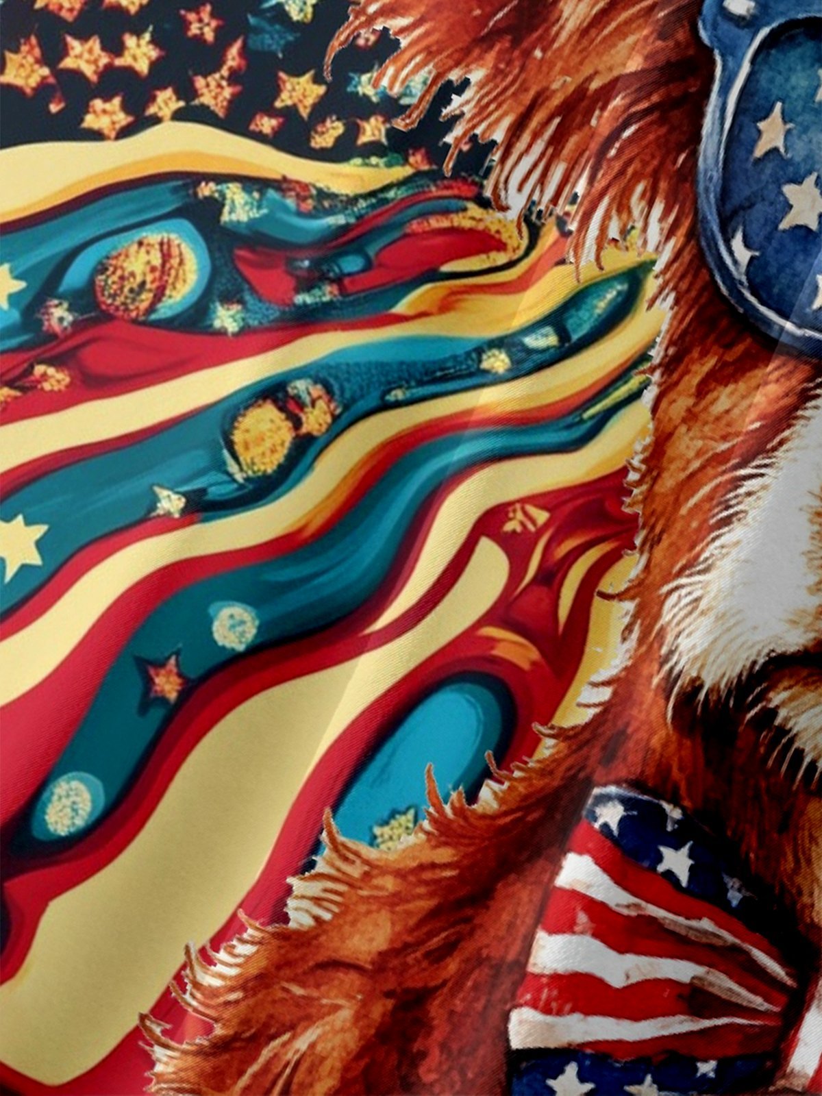 Moisture-wicking American Flag Western Cow Chest Pocket Casual Shirt