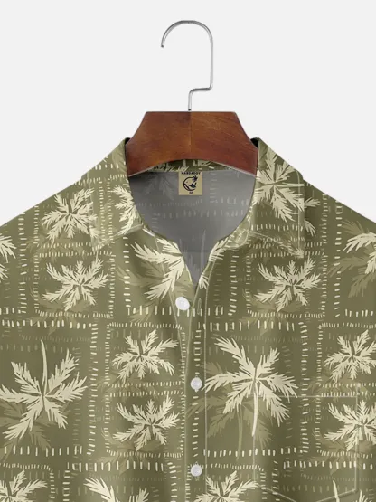 Moisture-wicking Funny Coconut Tree Chest Pocket Hawaiian Shirt