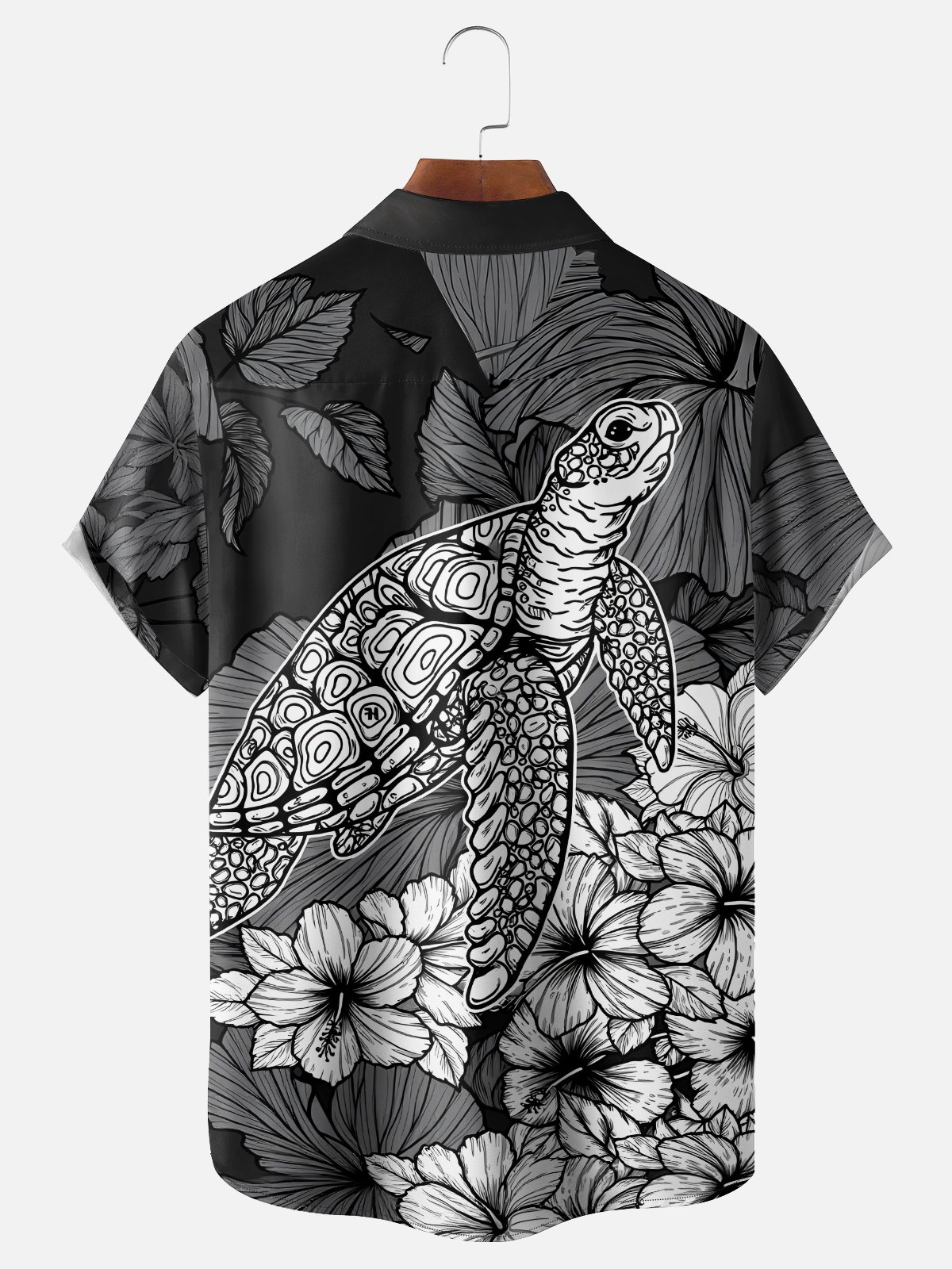 Moisture Wicking Botanical & Turtle Chest Pocket Holiday Hawaiian Shirt