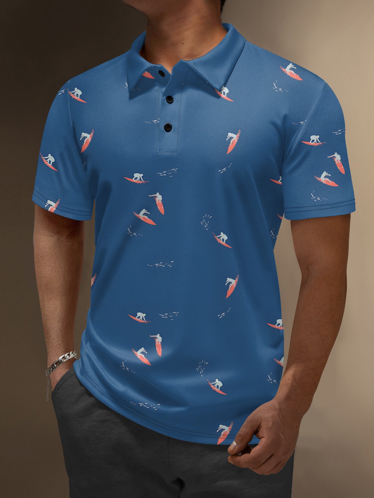 Moisture Wicking Hawaii Surfing Ocean Golf Polo