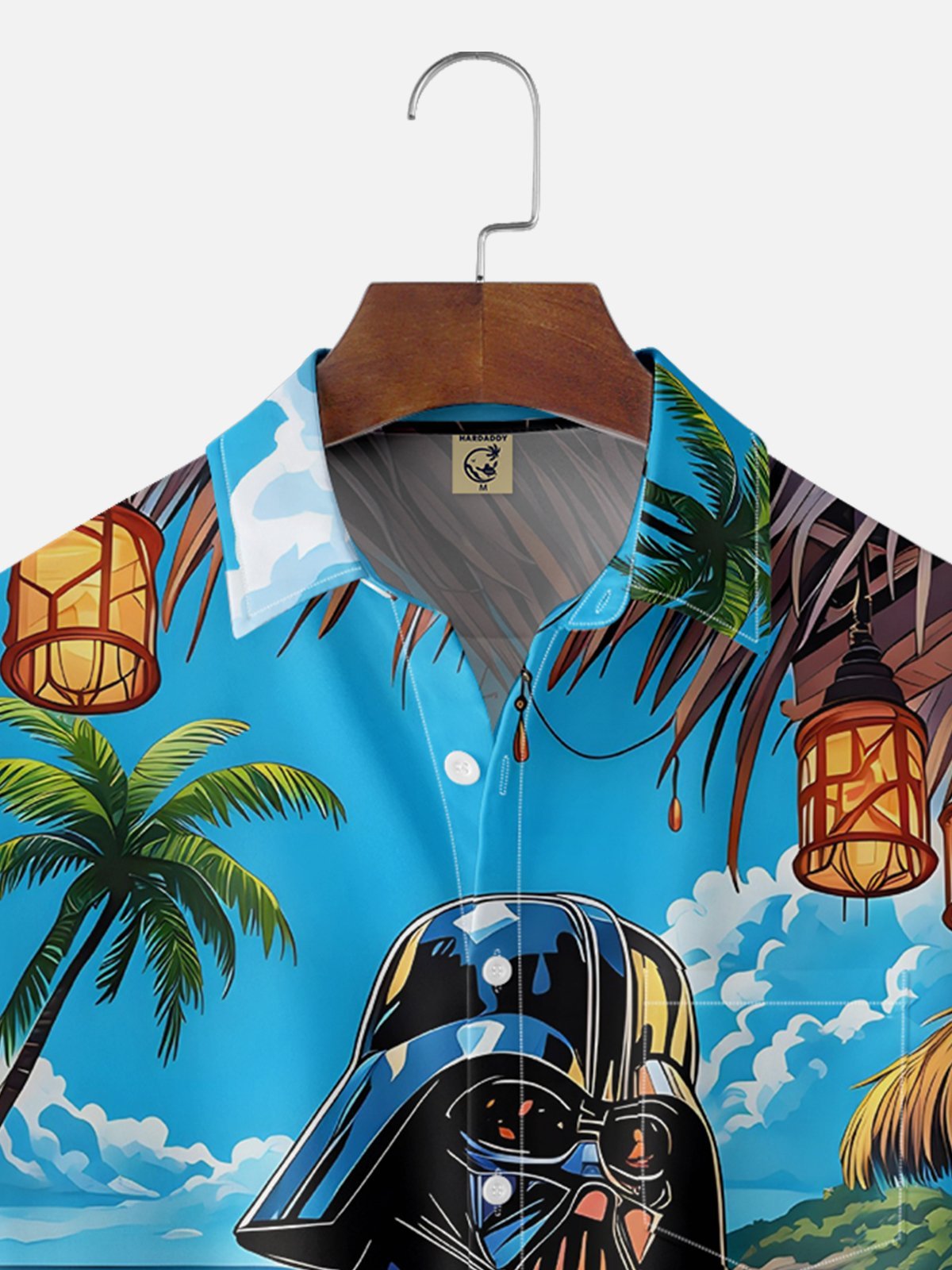 Tall Size Moisture-wicking Star Beach Coconut Tree Chest Pocket Hawaiian Shirt
