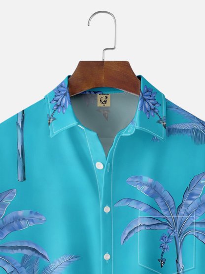 Moisture-wicking Fantasy Fun Banana Tree Chest Pocket Hawaiian Shirt