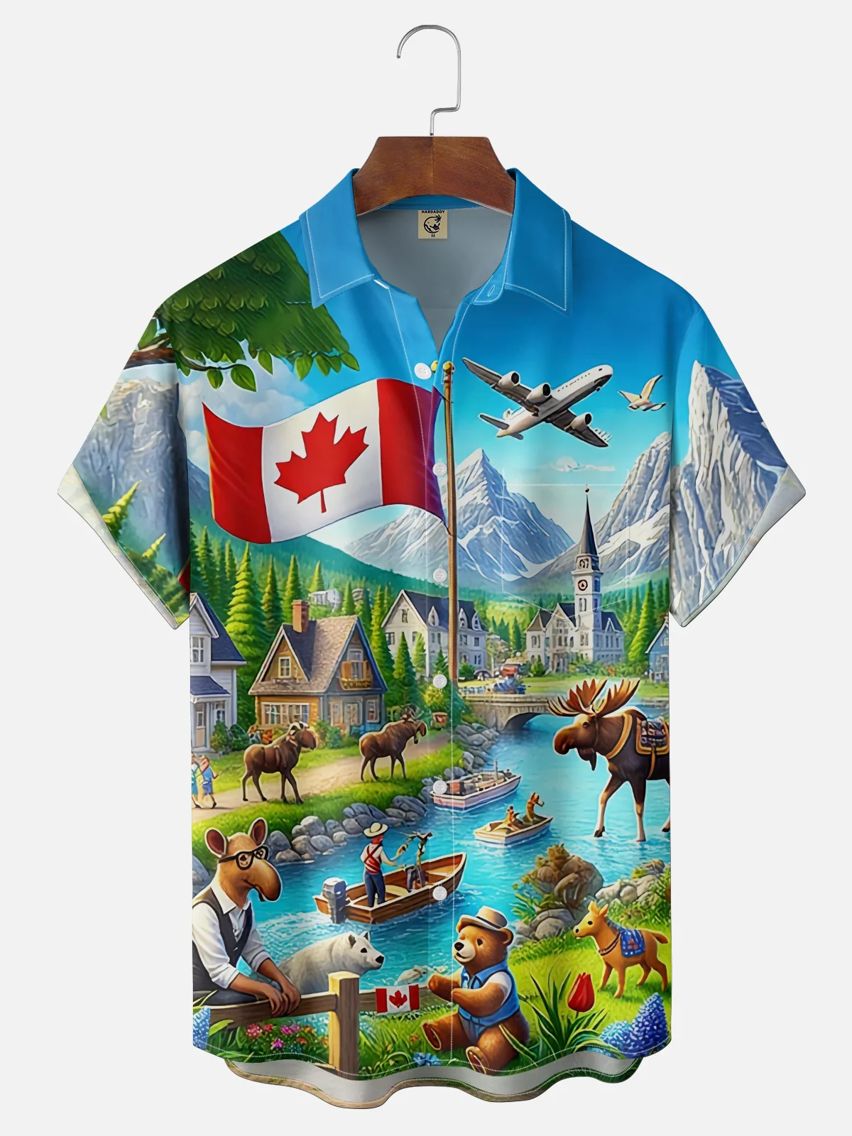 Moisture Wicking Canada Day Maple Leaf Flag Beaver Chest Pocke Holiday Hawaiian Shirt