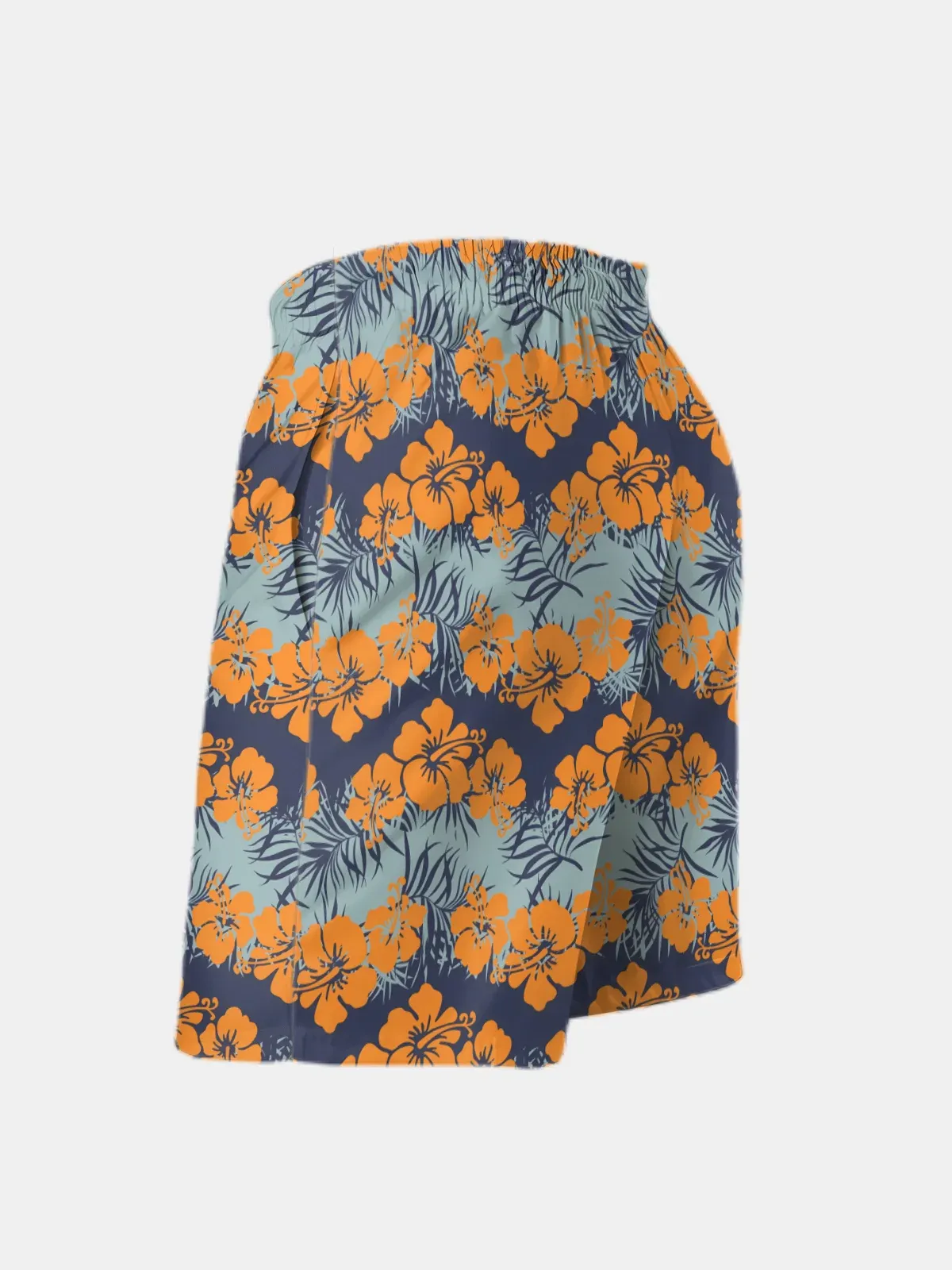 Men's Swim Trunks Hawaiian Tropical Hibiscus Flower Beach Shorts with Pockets