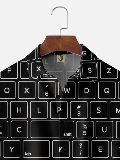 Moisture-wicking Keyboard Chest Pocket Casual Shirt