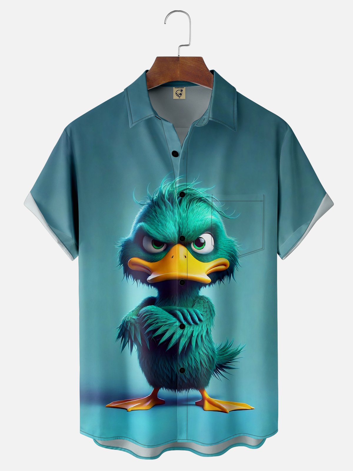 Moisture-wicking Angry Duck Chest Pocket Hawaiian Shirt