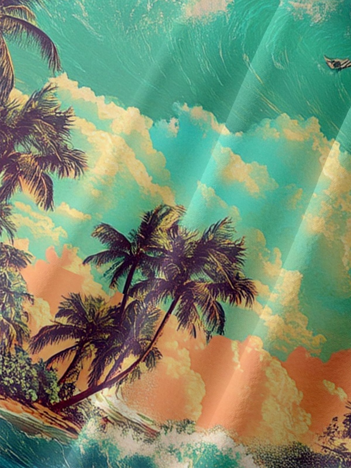 Moisture-wicking Palm Tree Chest Pocket Hawaiian Shirt