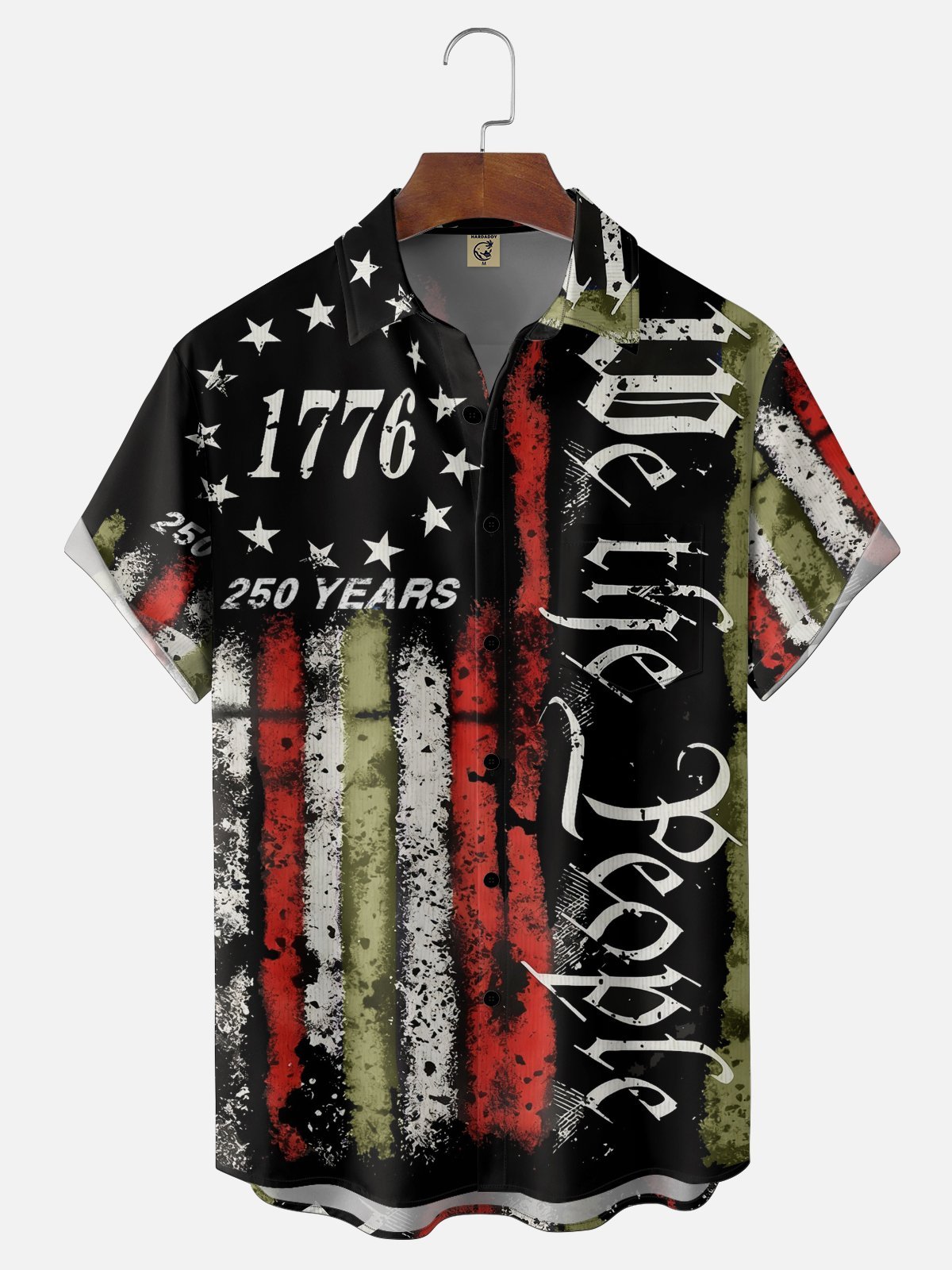 Moisture Wicking 250th Anniversary Of The United States Independence Day Chest Pocket Holiday Hawaiian Shirt