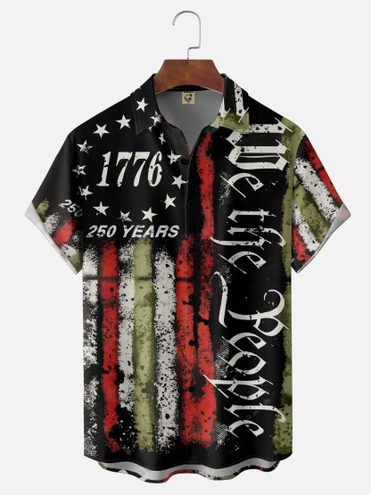Moisture Wicking 250th Anniversary Of The United States Independence Day Chest Pocket Holiday Hawaiian Shirt