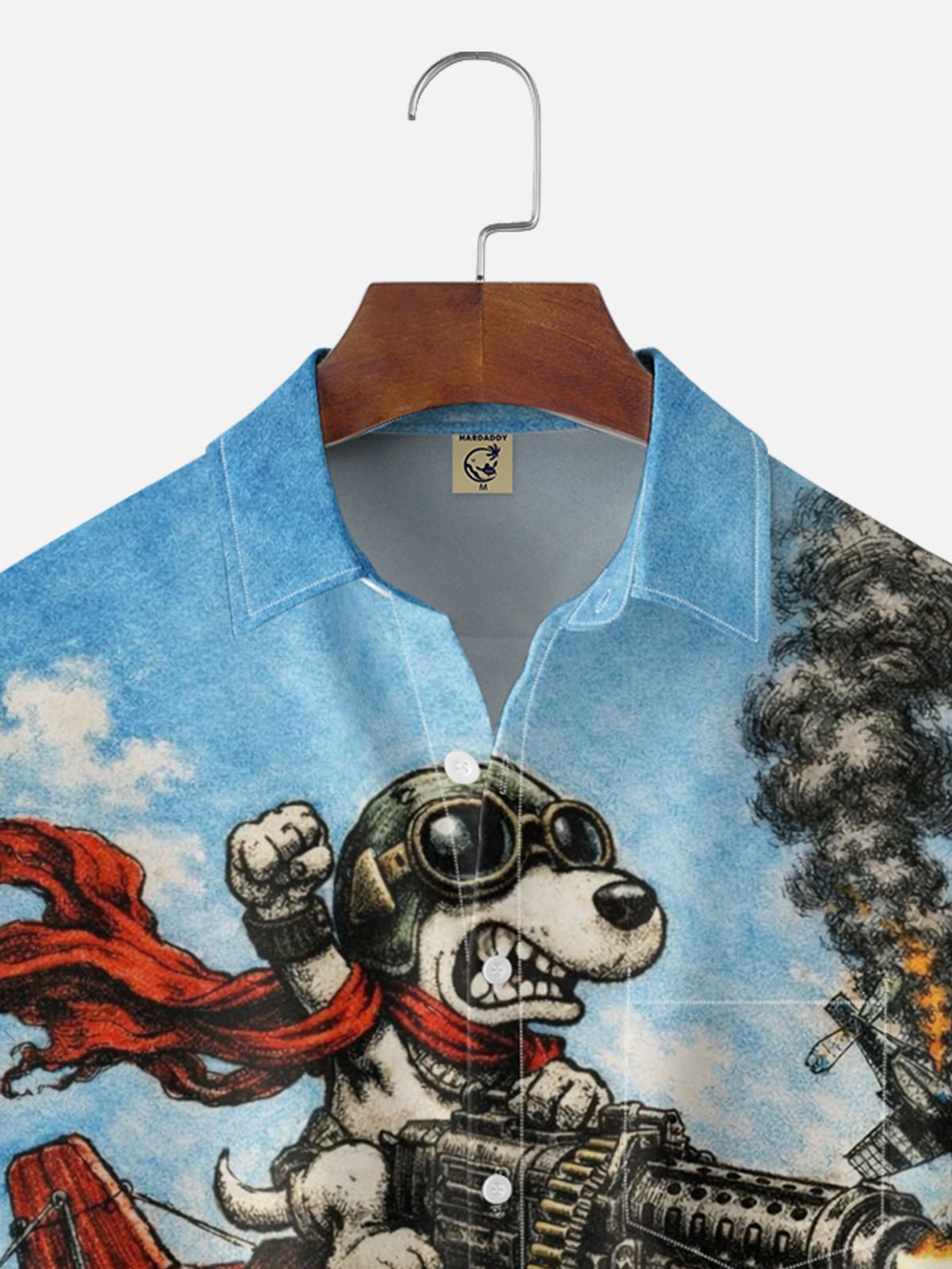 Tall Size Moisture-Wicking Abstract Airplane Dog Pattern and Chest Pocket Holiday Hawaiian Shirt