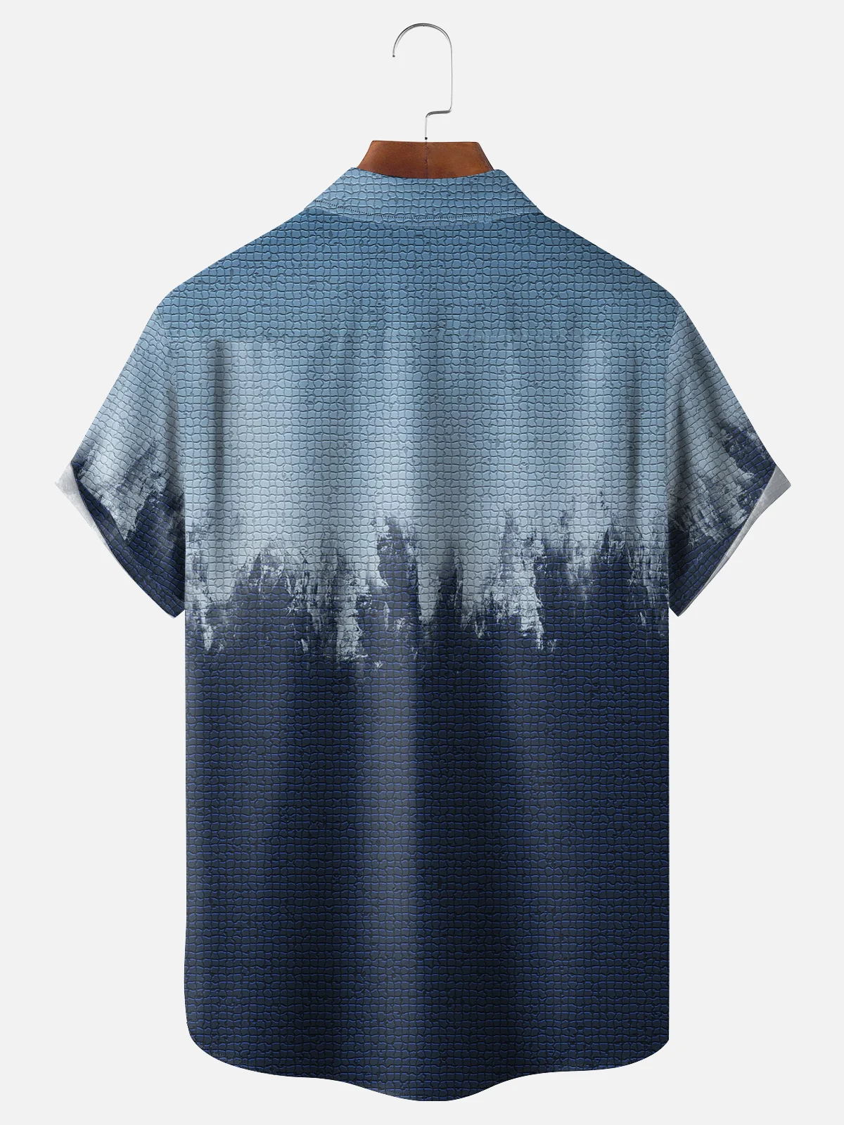 Moisture-wicking Gradient Color Geomatric Chest Pocket Casual Shirt