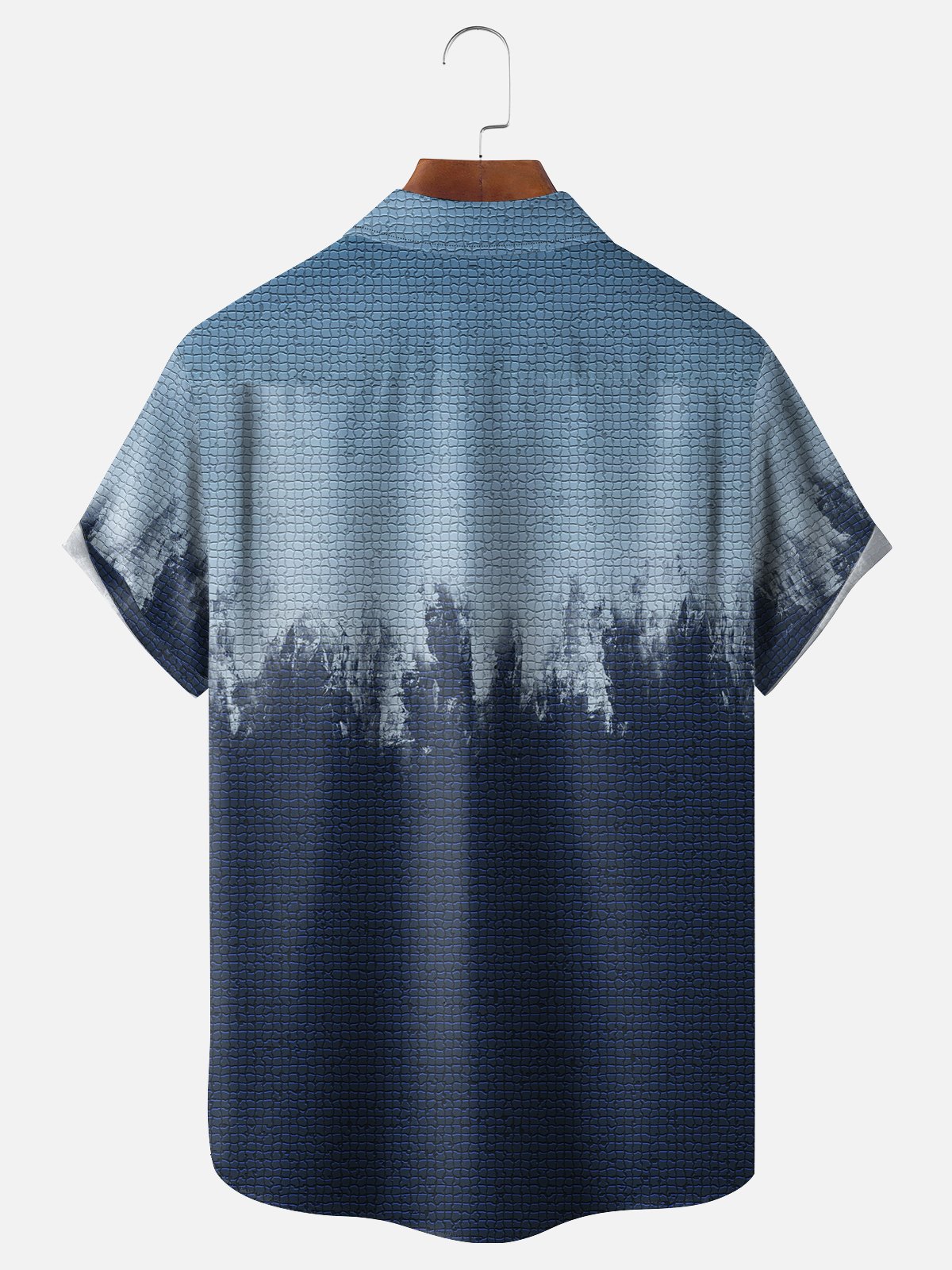 Moisture-wicking Gradient Color Geomatric Chest Pocket Casual Shirt