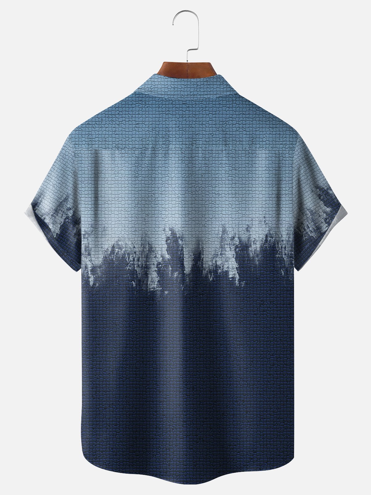 Moisture-wicking Gradient Color Geomatric Chest Pocket Casual Shirt