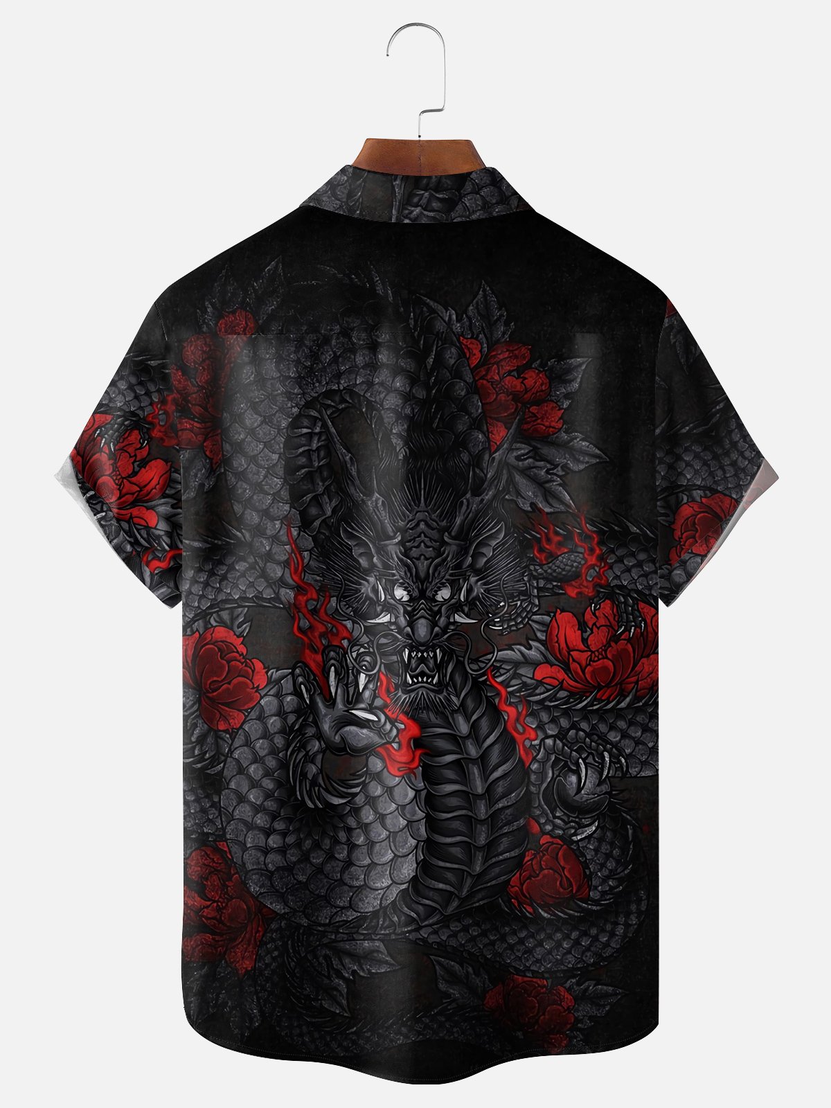 Moisture Wicking Ukiyo-e Dragon Chest Pocket Hawaiian Shirt
