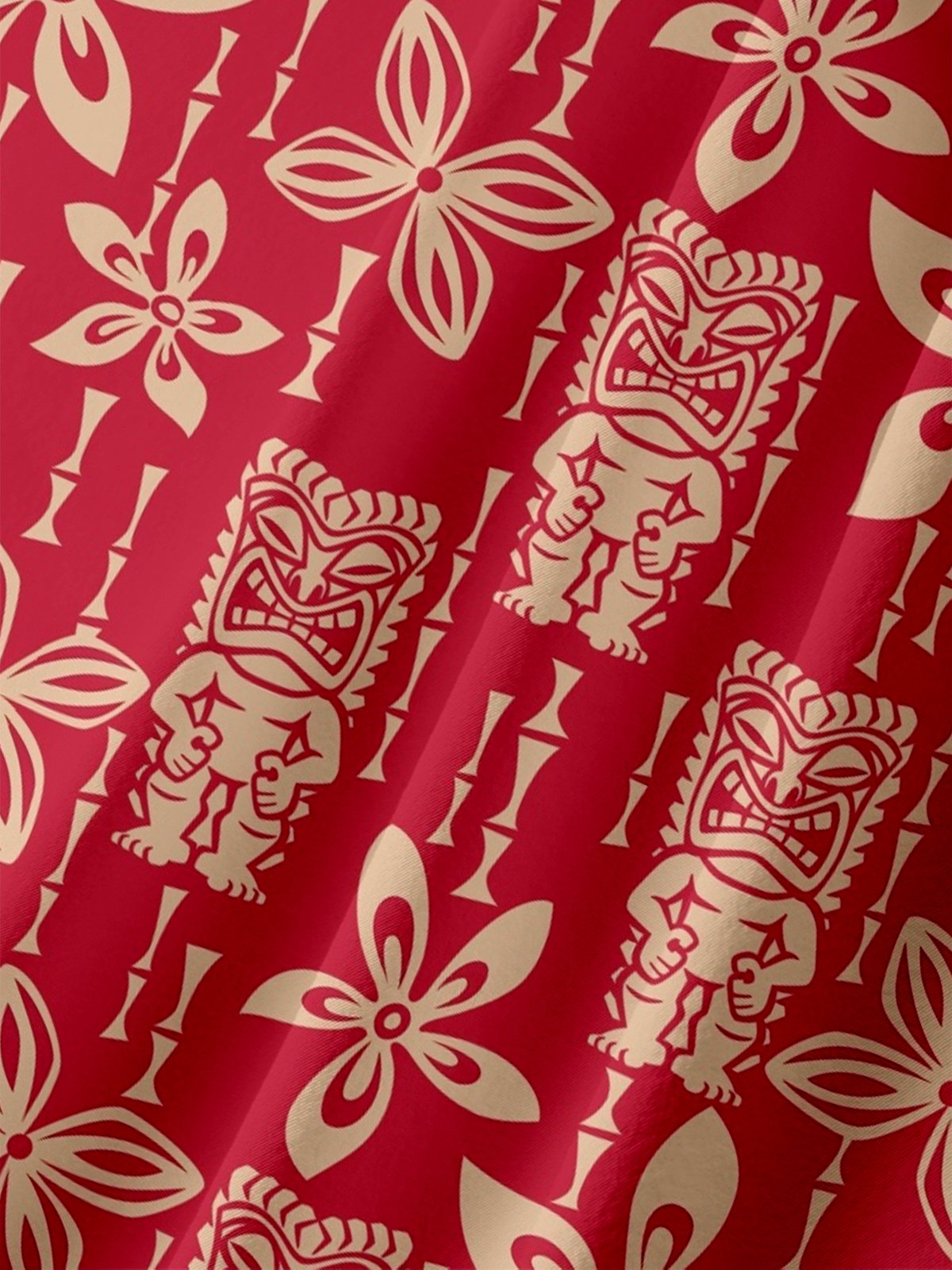 Moisture-wicking Tiki Chest Pocket Hawaiian Shirt