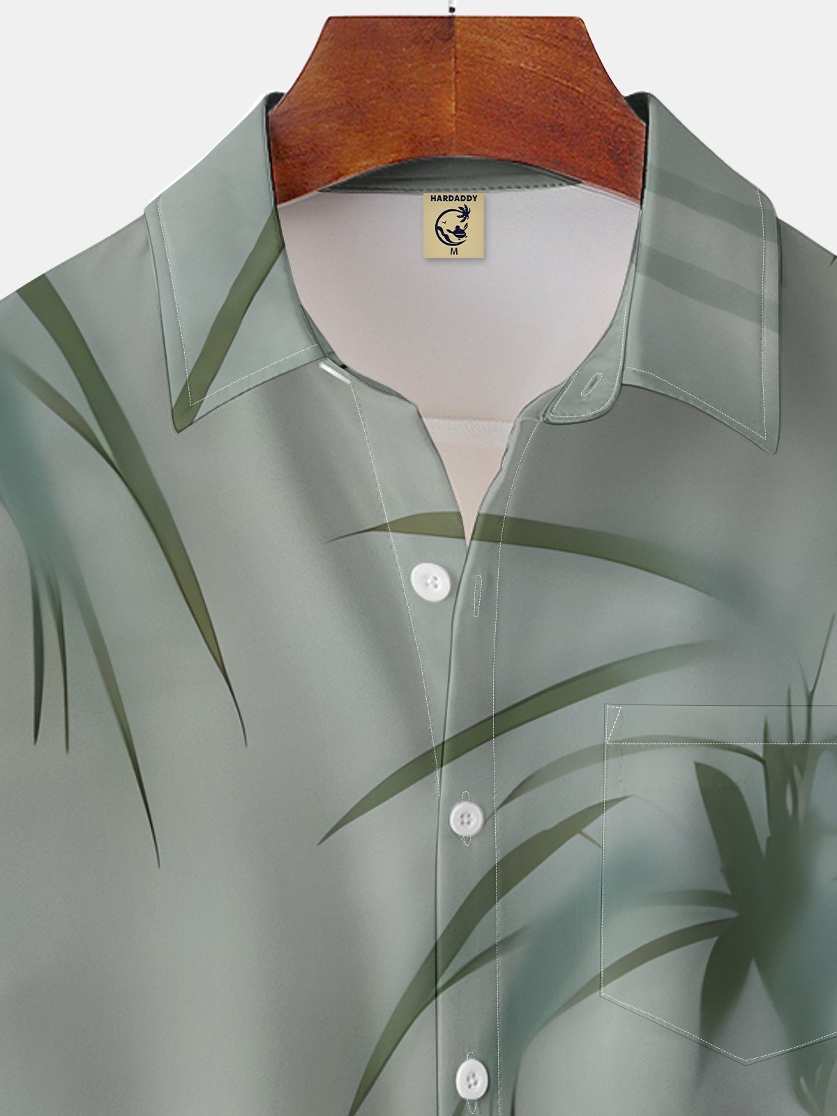 Moisture-wicking Leaf Chest Pocket Hawaiian Shirt
