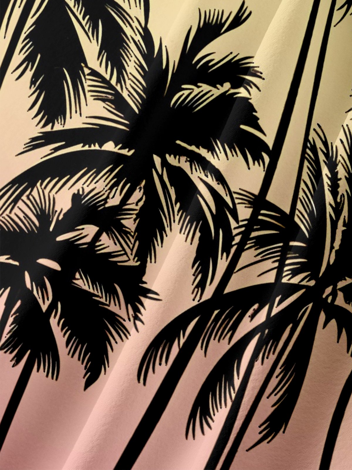 Moisture-wicking Coconut Tree Gradient Color Chest Pocket Hawaiian Shirt