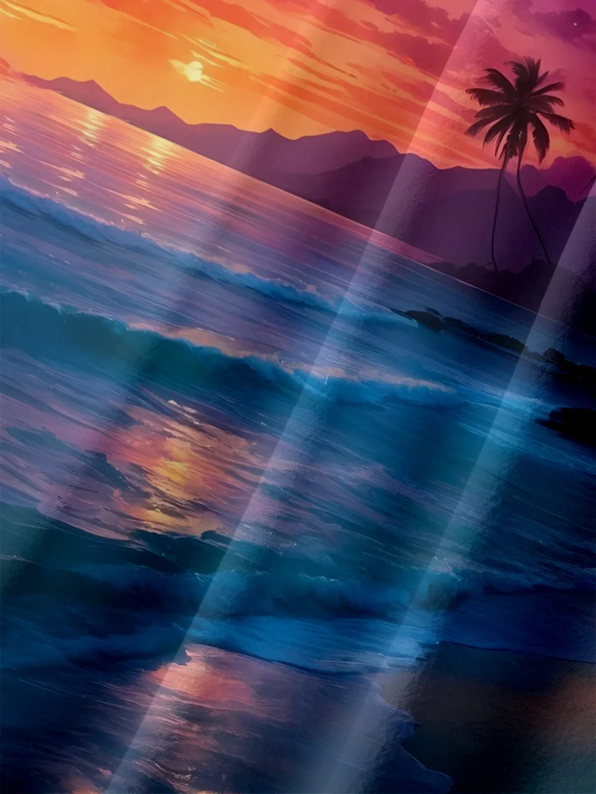 Moisture-wicking Coconut Tree Beach Chest Pocket Hawaiian Shirt