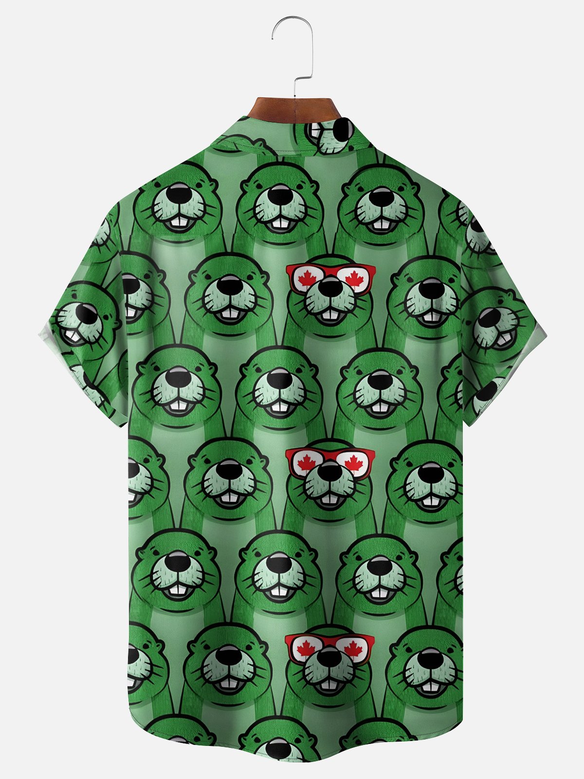 Moisture-wicking Canada Day Animal Maple Leaf Chest Pocket Hawaiian Shirt