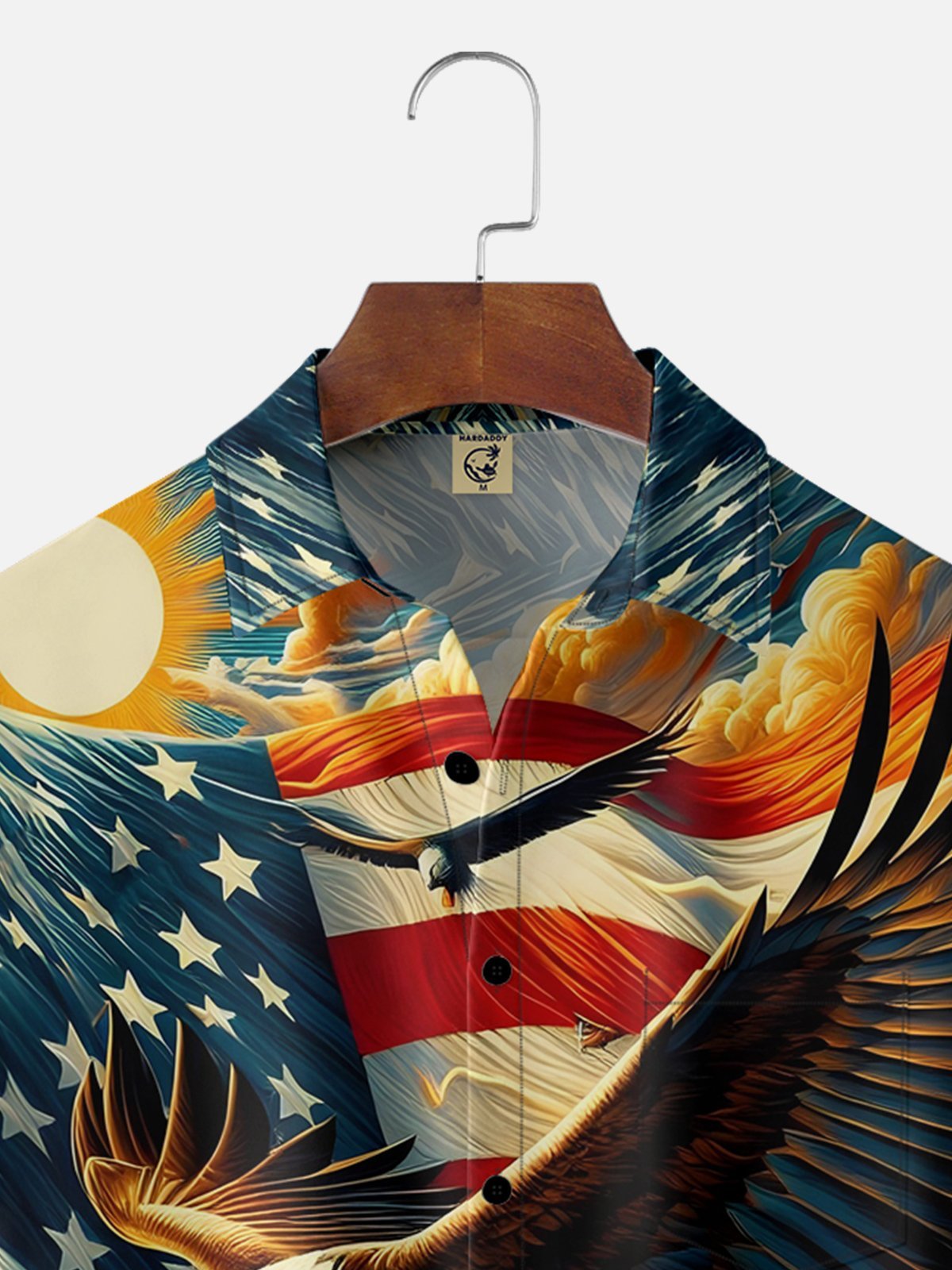 Moisture-wicking American Flag American Eagle Chest Pocket Hawaiian Shirt