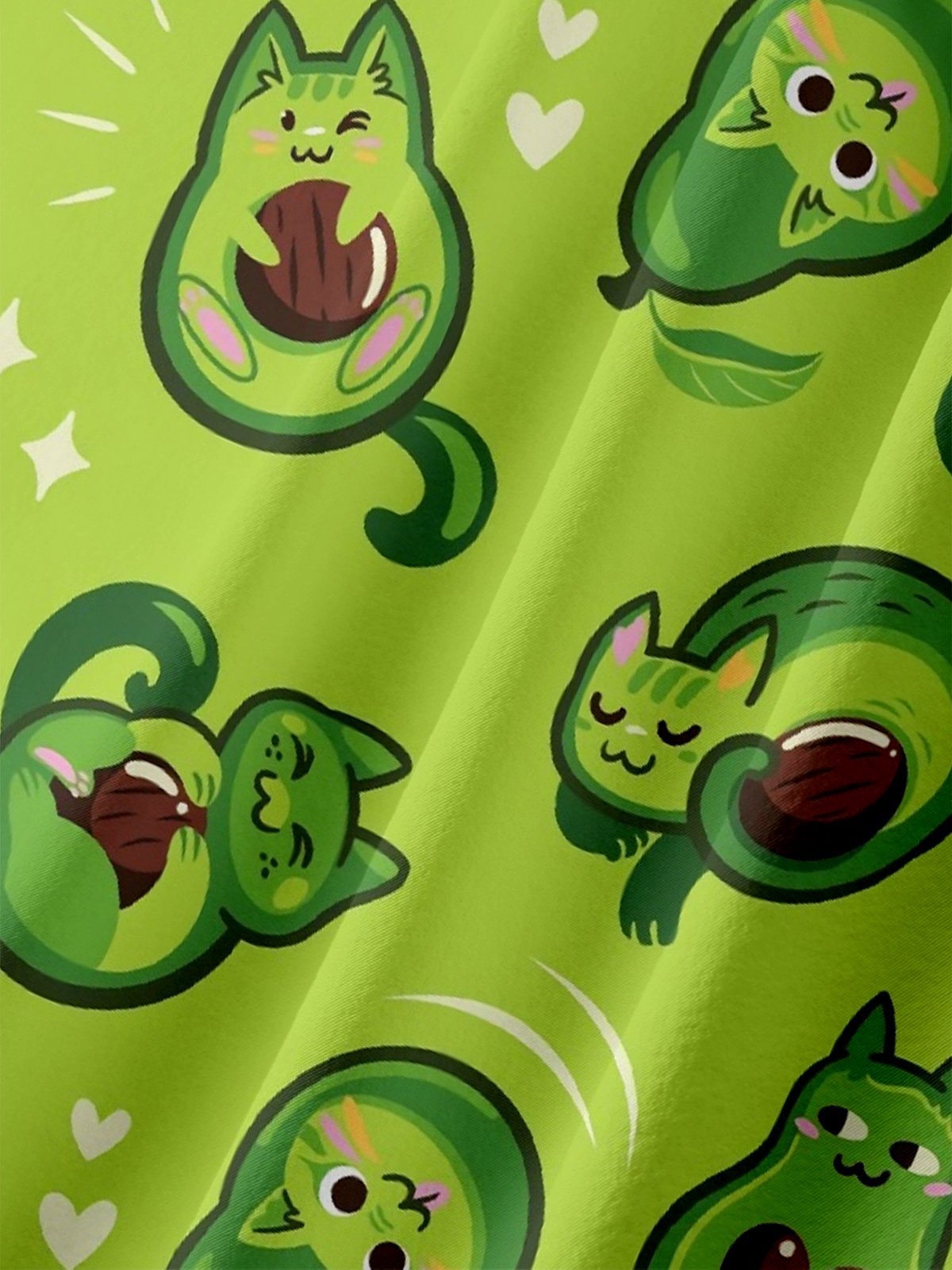 Moisture-wicking Avocado Cat Funny Chest Pocket Hawaiian Shirt