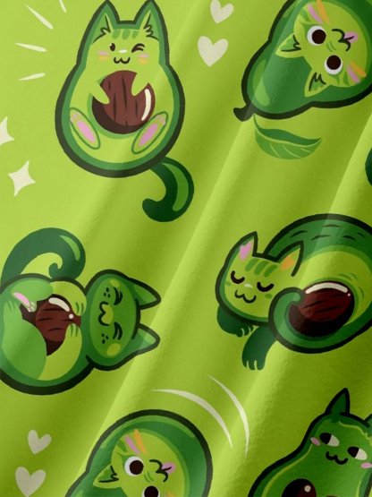 Moisture-wicking Avocado Cat Funny Chest Pocket Hawaiian Shirt