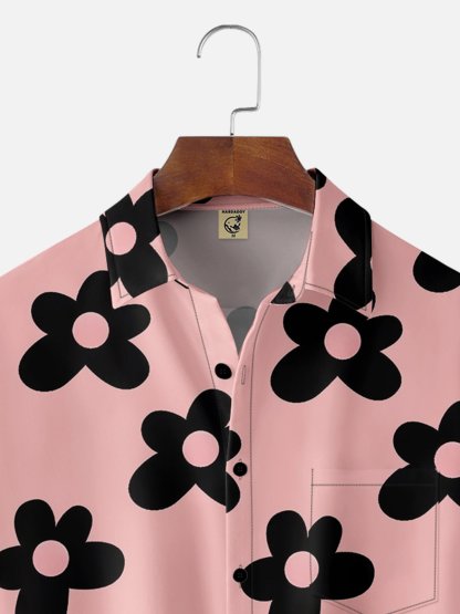 Moisture-wicking Breathable Floral Chest Pocket Hawaiian Shirt