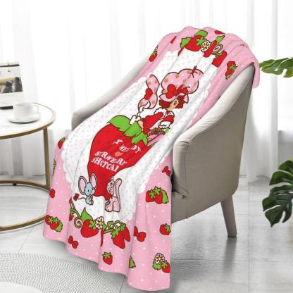 Soft Funny Throw Blanket S-Strawberry Pink Throw Camping Chair Picnic Blanket Fluffy Plaid Blankets For Decorative Sofa