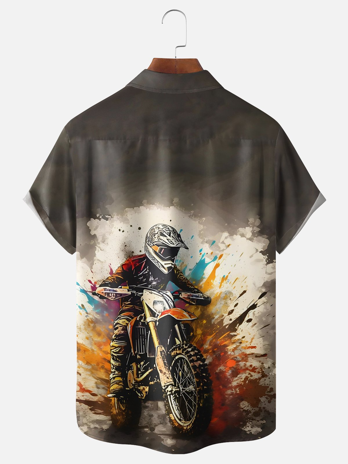 Father‘s Day Superpapa Racing Motorcycle Chest Pocket Hawaiian Shirt