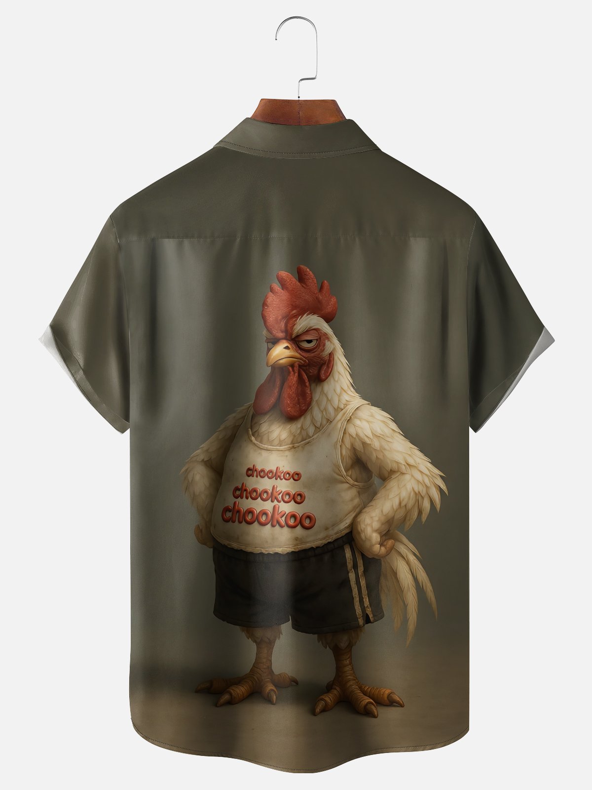Moisture Wicking Fun Chicken Chest Pocket Hawaiian Shirt