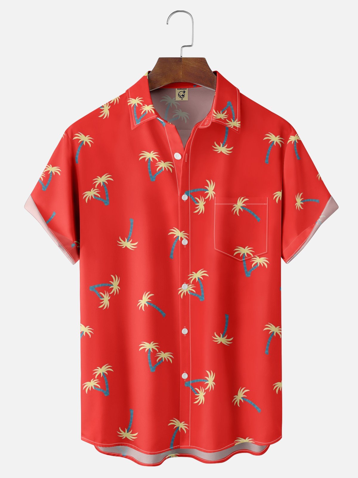 Moisture-wicking Palm Tree Chest Pocket Hawaiian Shirt