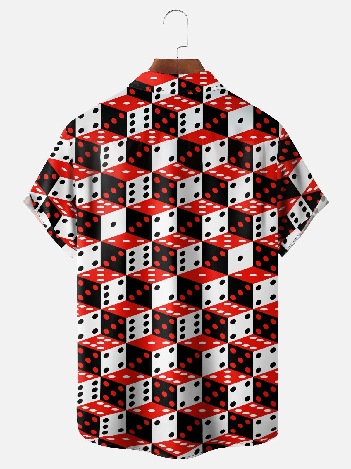 Moisture-Wicking Dice Pattern Chest Pocket Holiday Hawaiian Shirt