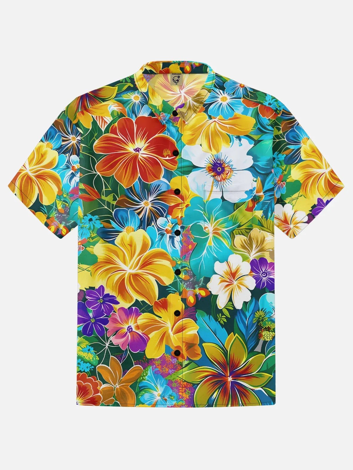 Moisture-wicking Tropical Palm Tree Chest Pocket Hawaiian Shirt