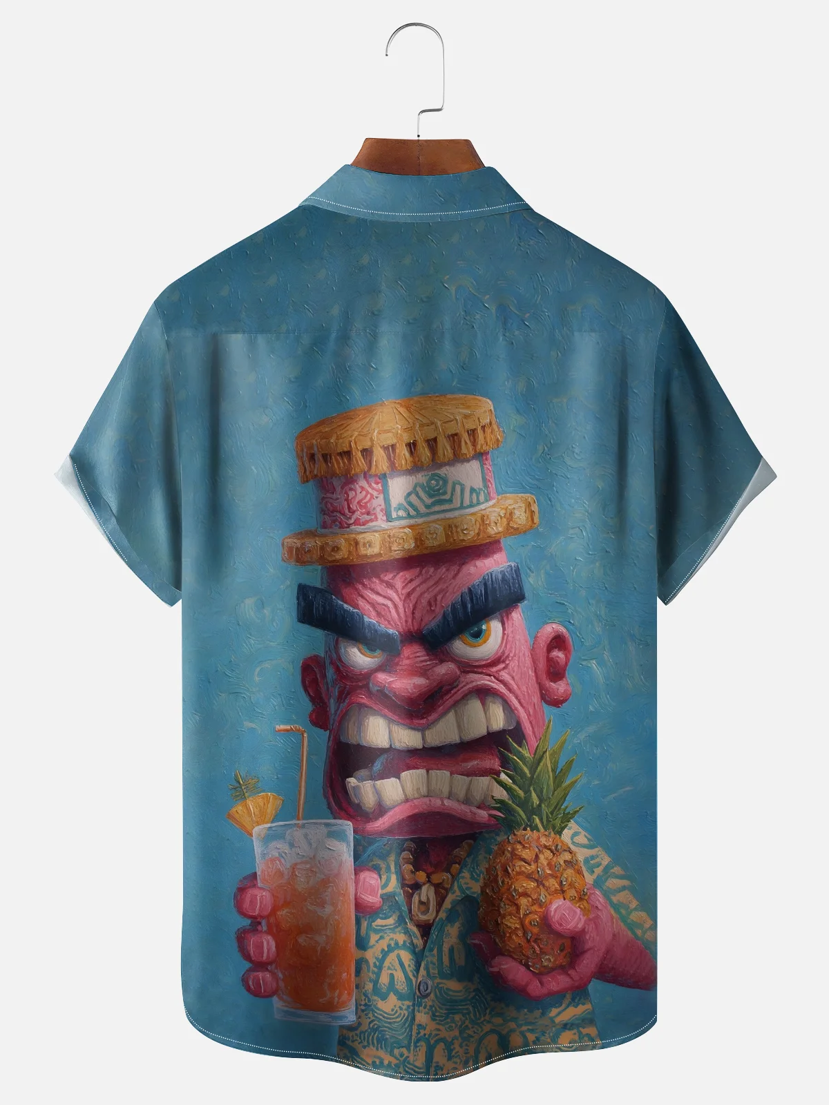 Moisture-wicking TIKI Fun Beer Art Chest Pocket Hawaiian Shirt