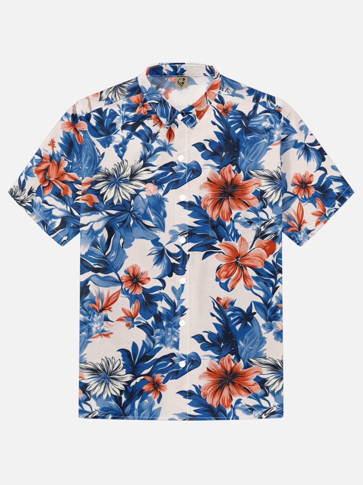 Moisture-wicking Tropical Palm Tree Chest Pocket Hawaiian Shirt