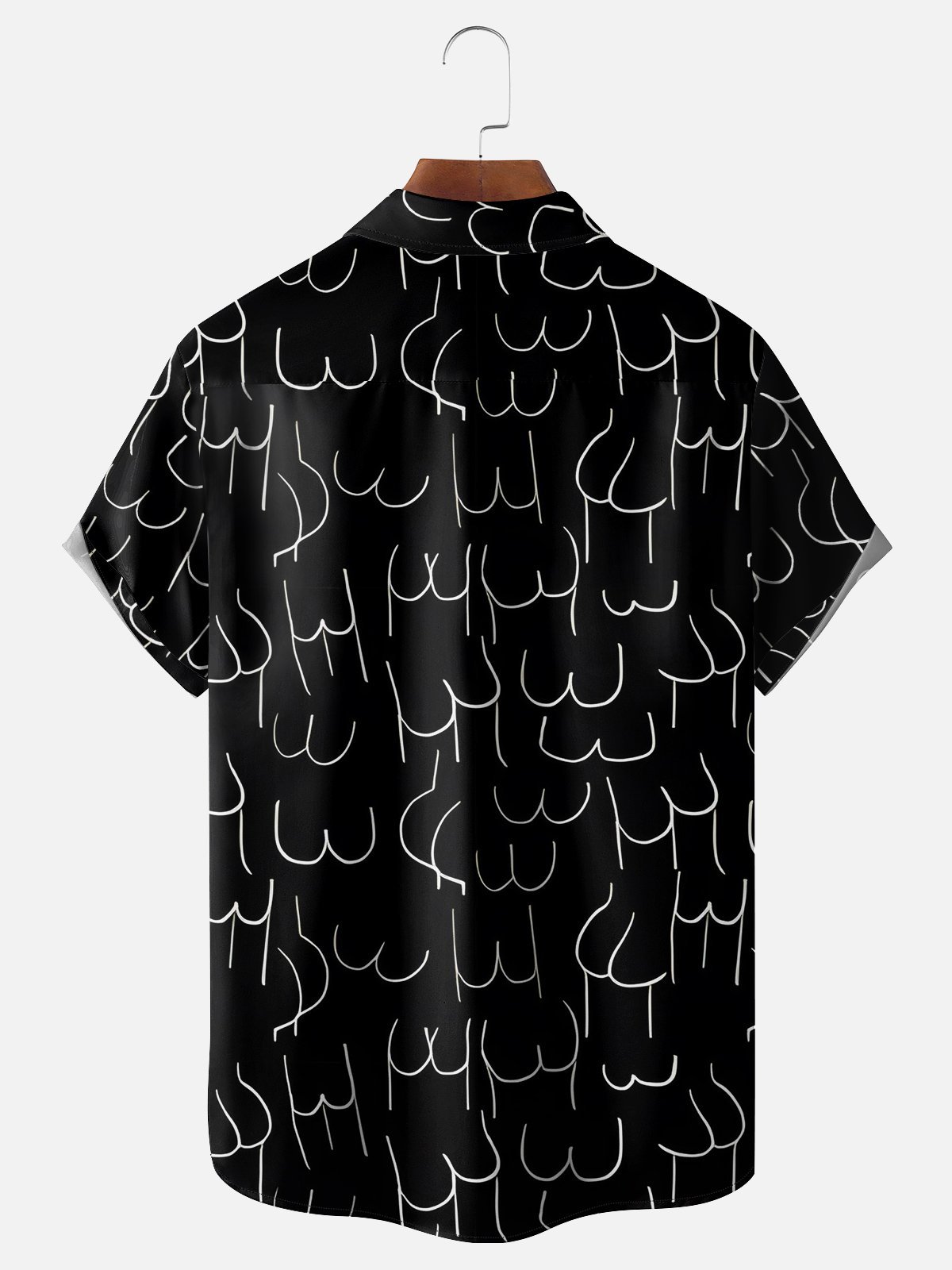 Moisture-wicking Art Abstract Line Drawing Chest Pocket Hawaiian Shirt