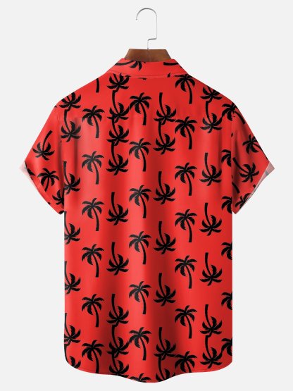 Moisture-wicking Palm Tree Chest Pocket Hawaiian Shirt