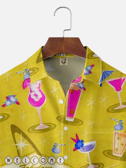 Cocktail Chest Pocket Short Sleeve Hawaiian Shirts