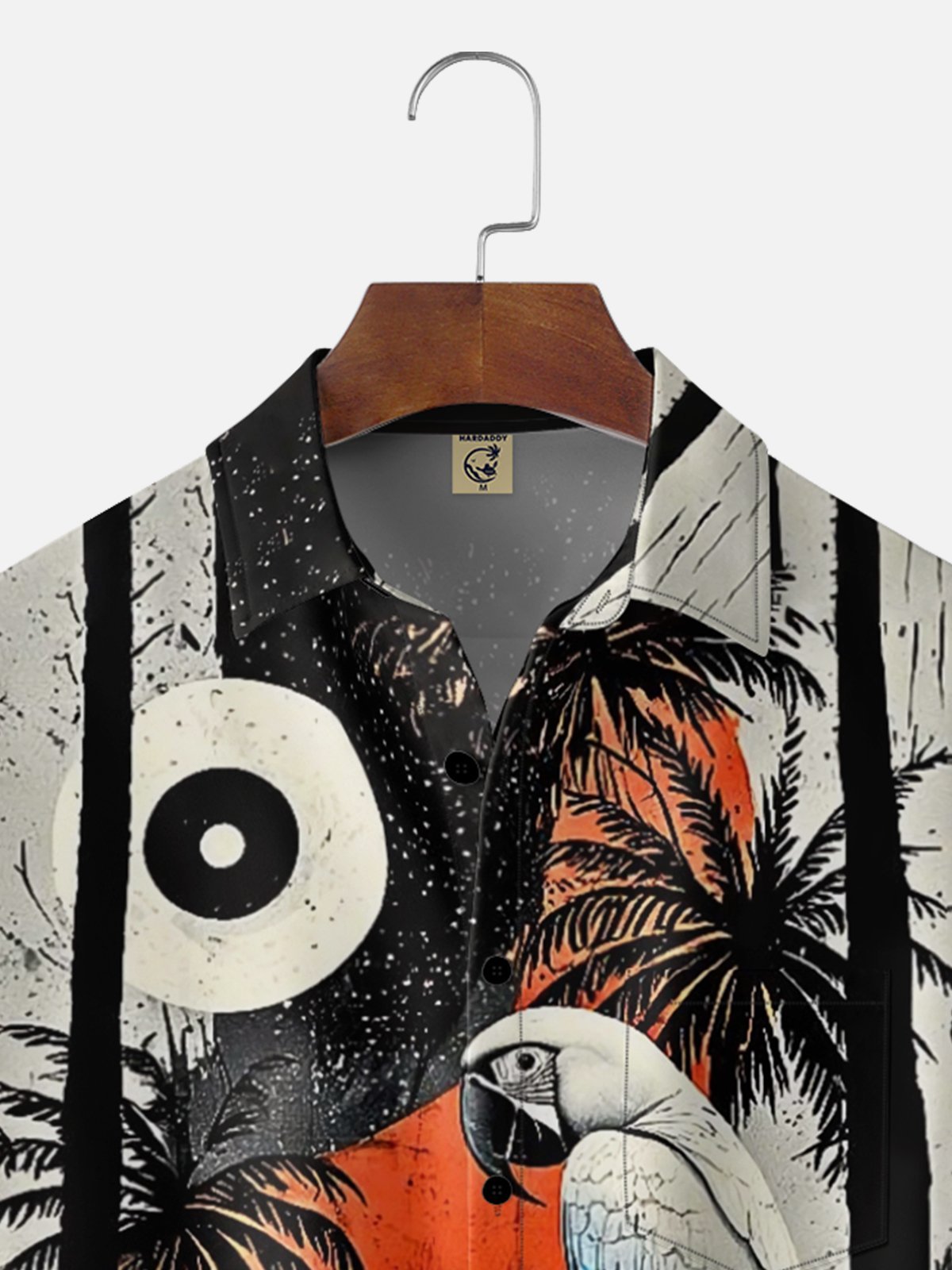 Moisture Wicking Botanical & Parrot Print Chest Pocket Holiday Hawaiian Shirt