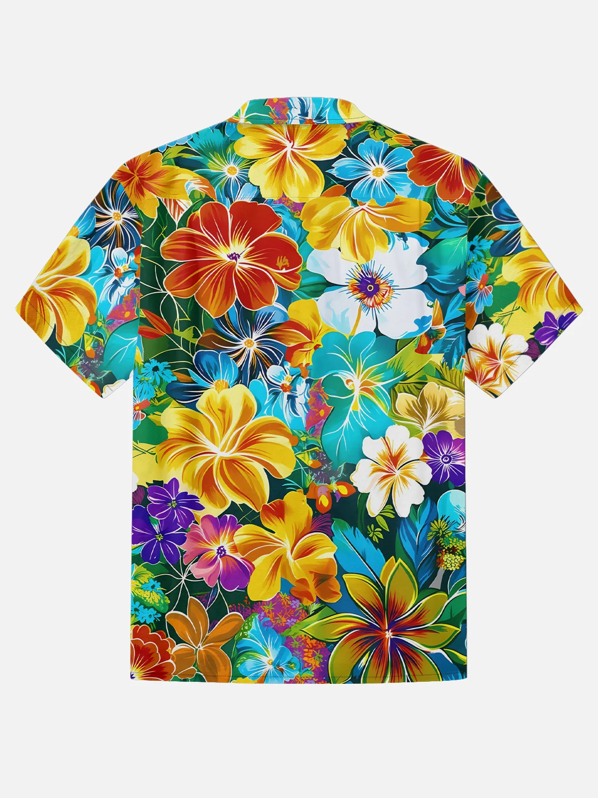 Moisture-wicking Tropical Palm Tree Chest Pocket Hawaiian Shirt