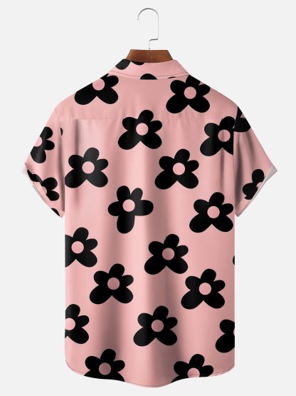 Moisture-wicking Breathable Floral Chest Pocket Hawaiian Shirt