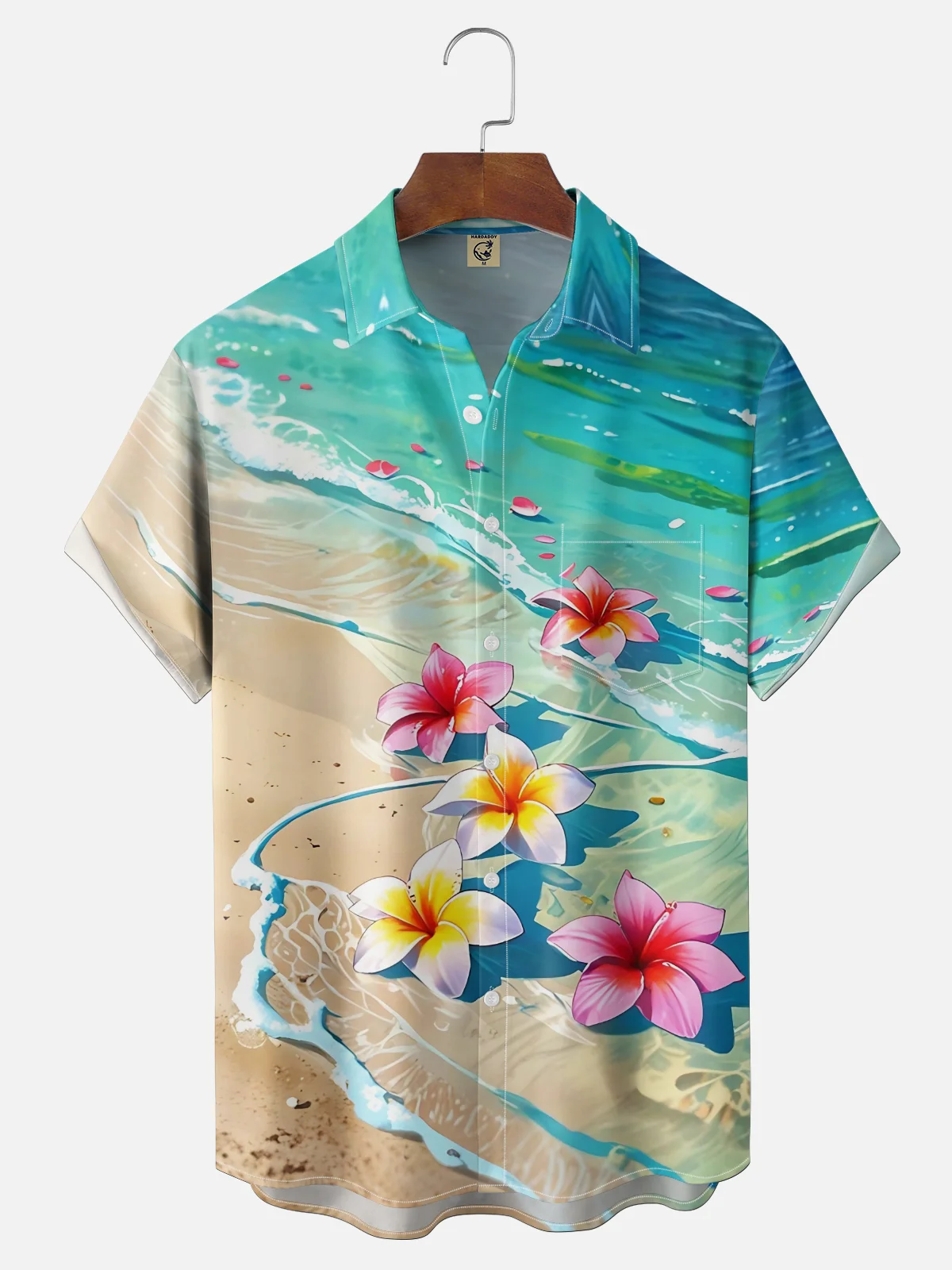 Moisture-wicking Dream Beach Floral Chest Pocket Hawaiian Shirt