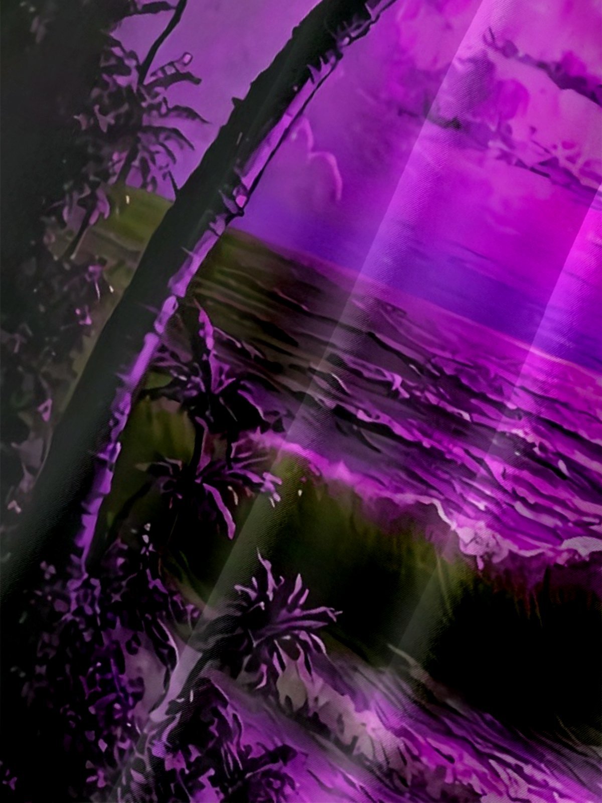 Moisture-wicking Palm Tree Sailing Boat Chest Pocket Hawaiian Shirt