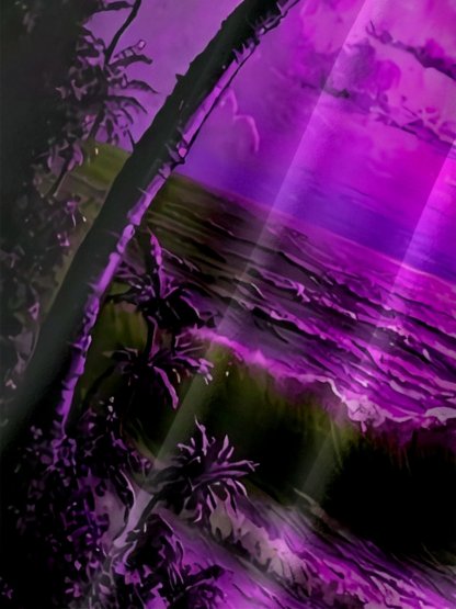 Moisture-wicking Palm Tree Sailing Boat Chest Pocket Hawaiian Shirt