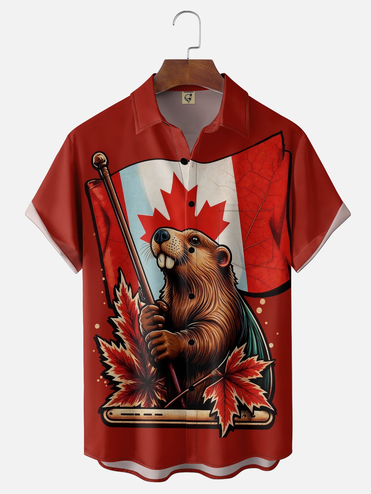 Moisture Wicking Canada Day Maple Leaf Flag Beaver Chest Pocke Holiday Hawaiian Shirt
