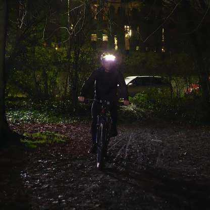 JordiLight used with helmet mount during night cycling