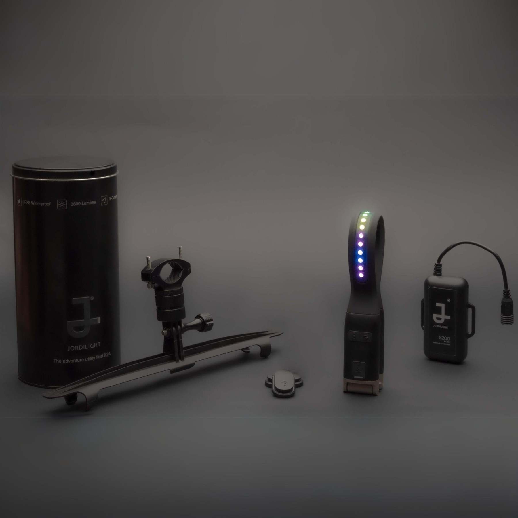 JordiLight Riding Kit contents with product box and included accessories