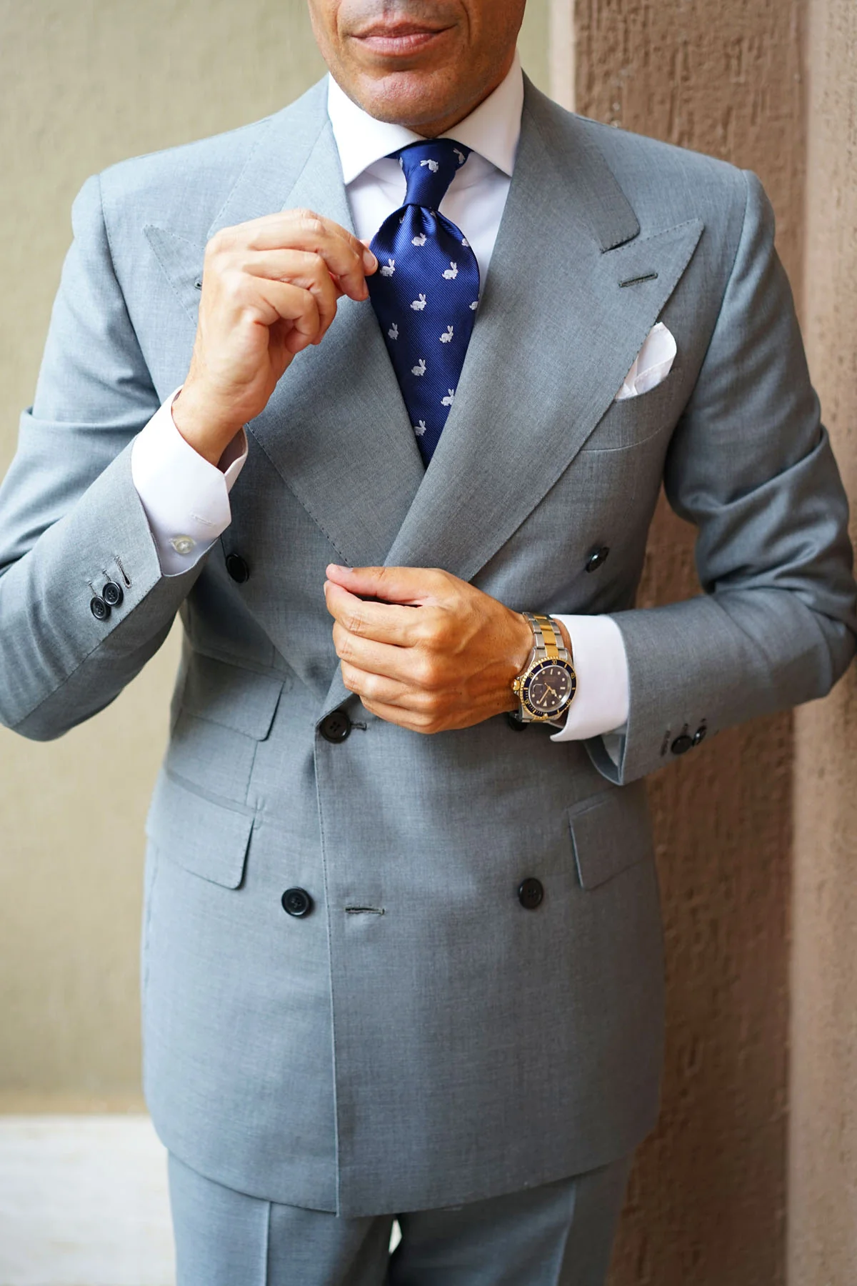 Natbeck Curious Rabbit Pattern Necktie Cute Animal Print Soft Fabric