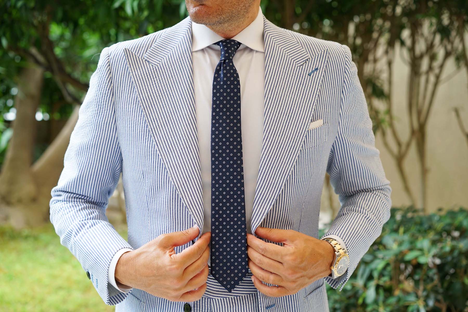 Natbeck Polka Dot Skinny Tie Sleek Navy Blue